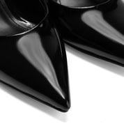 Patent Leather Pointed Toe Heels - Black