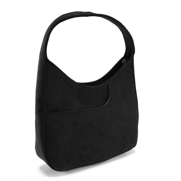 Corduroy Hobo Bag - Black