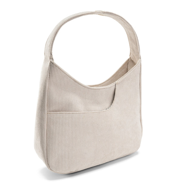 Corduroy Hobo Bag - Beige