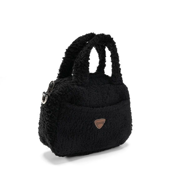 Chic Comfort: Mini Sherpa Handbag - Black