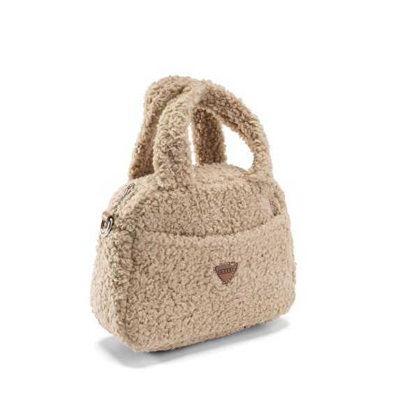 Chic Comfort: Mini Sherpa Handbag - Cafe