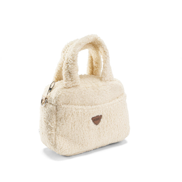 Chic Comfort: Mini Sherpa Handbag - Beige