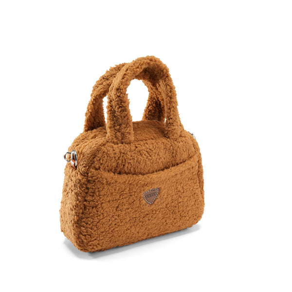 Chic Comfort: Mini Sherpa Handbag - Camel