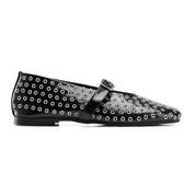 Grommet-Detail Square Toe flats - Black