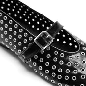 Grommet-Detail Square Toe flats - Black