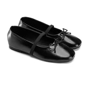 Classic Bow-Detail Ballerina Flats - Black