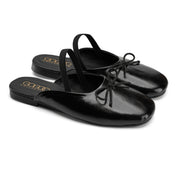 Minimalist Bow-Accent Flat Mules - Black