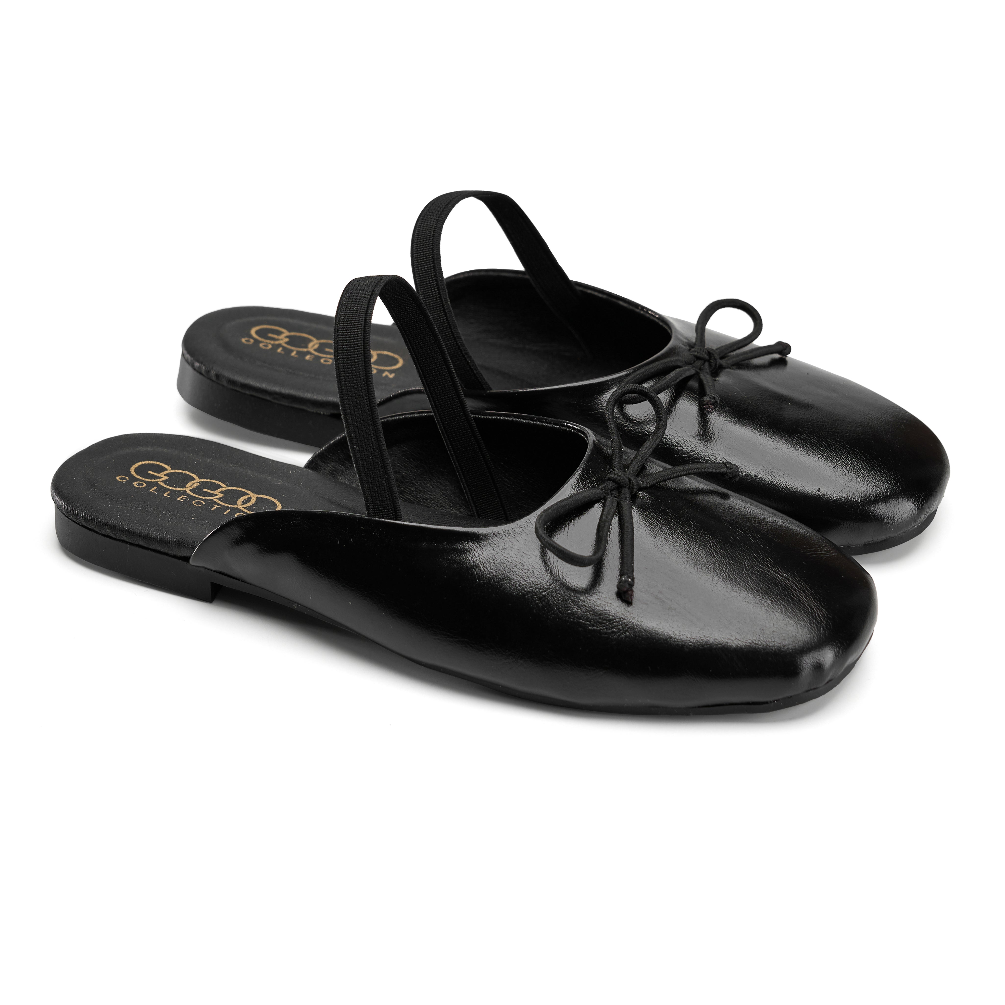 Minimalist Bow-Accent Flat Mules - Black