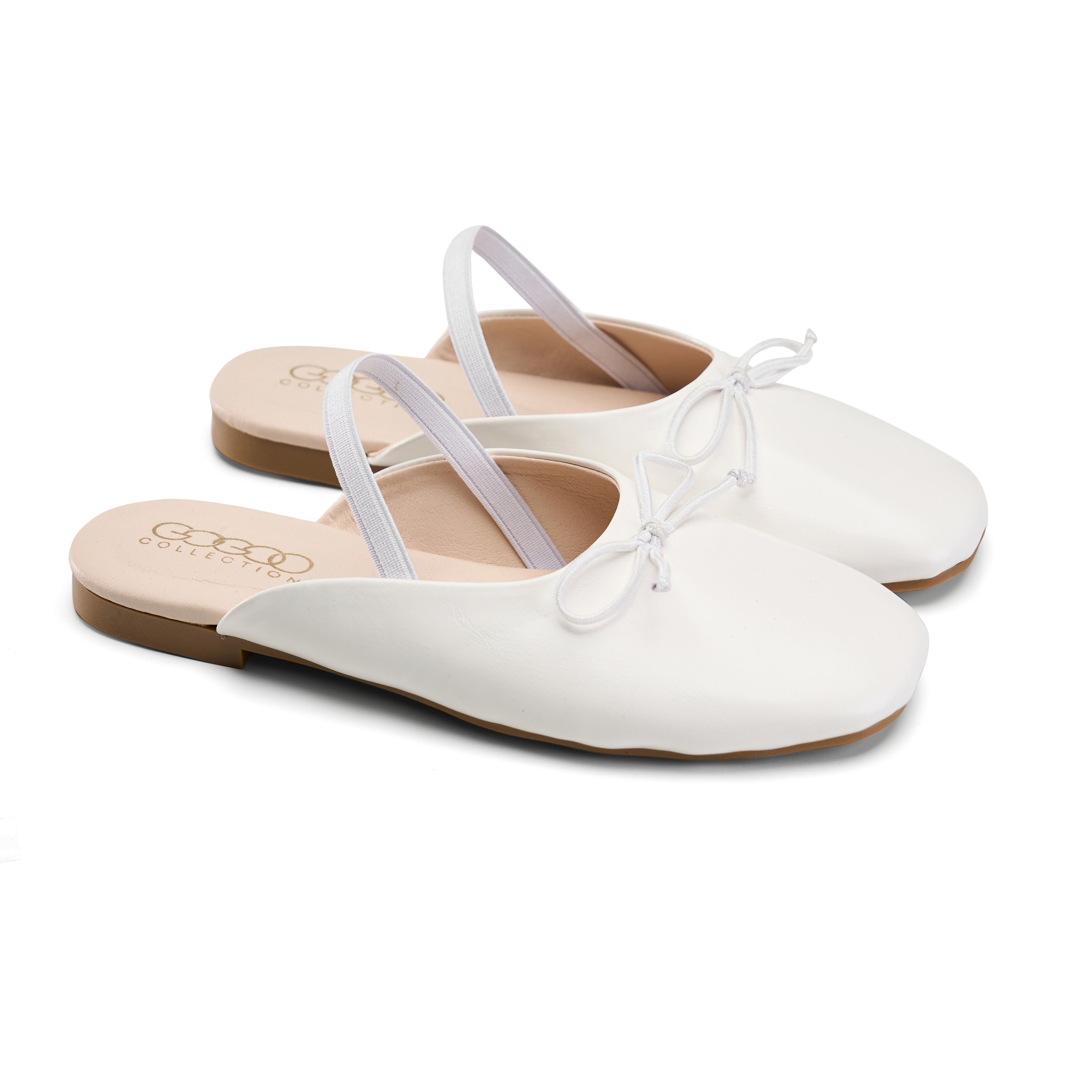 Minimalist Bow-Accent Flat Mules - White