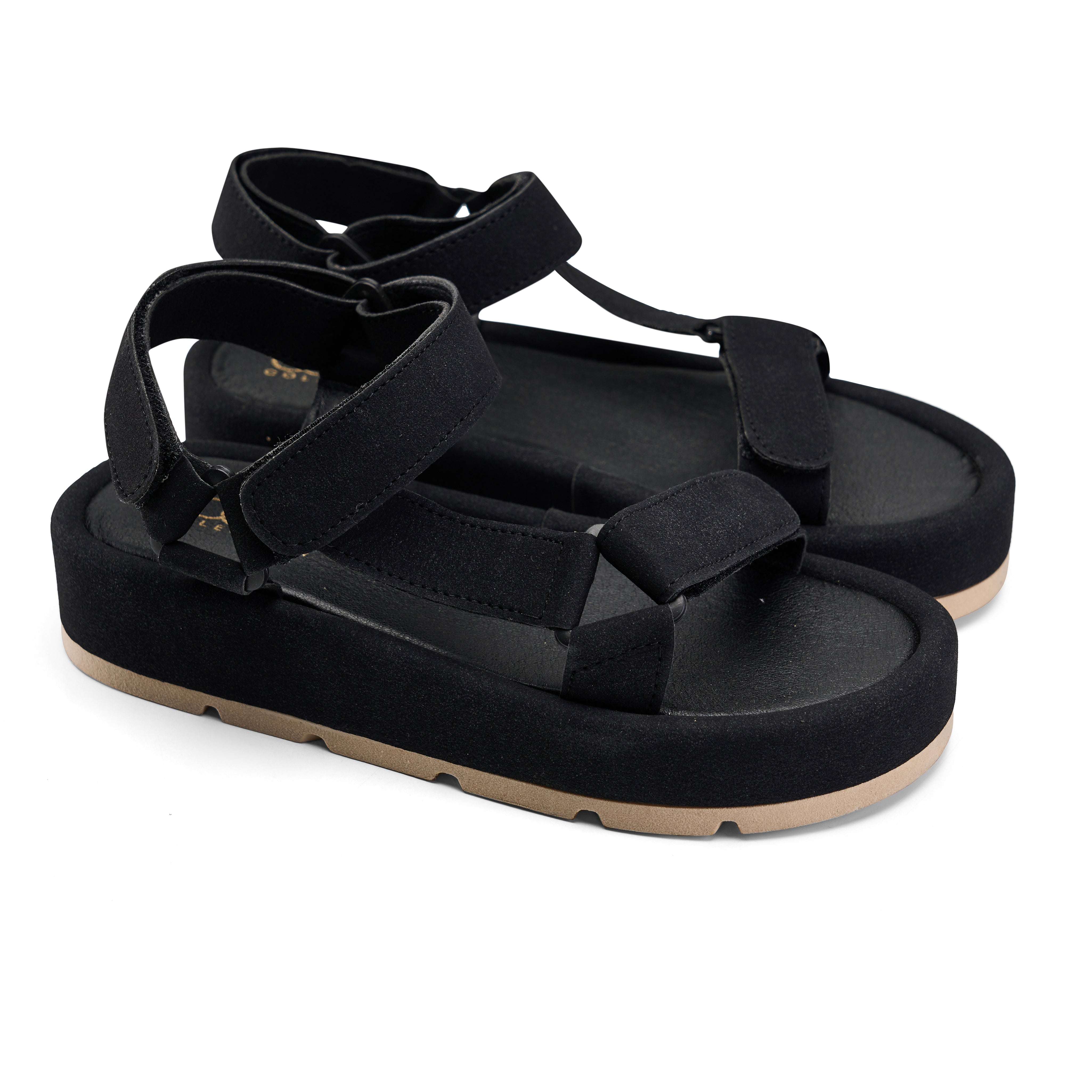 Urban Suede Flatform Sandals - Black