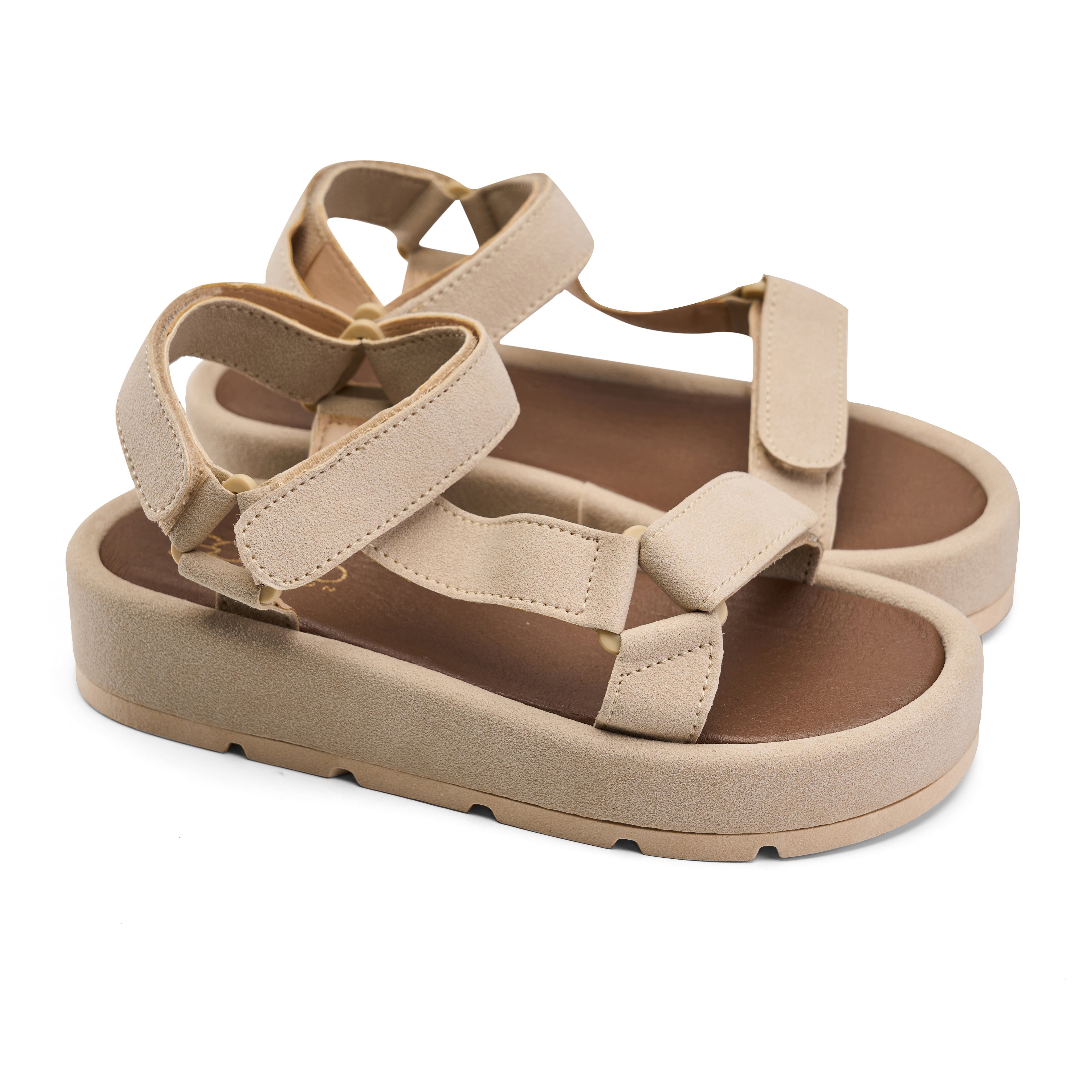 Urban Suede Flatform Sandals - Beige