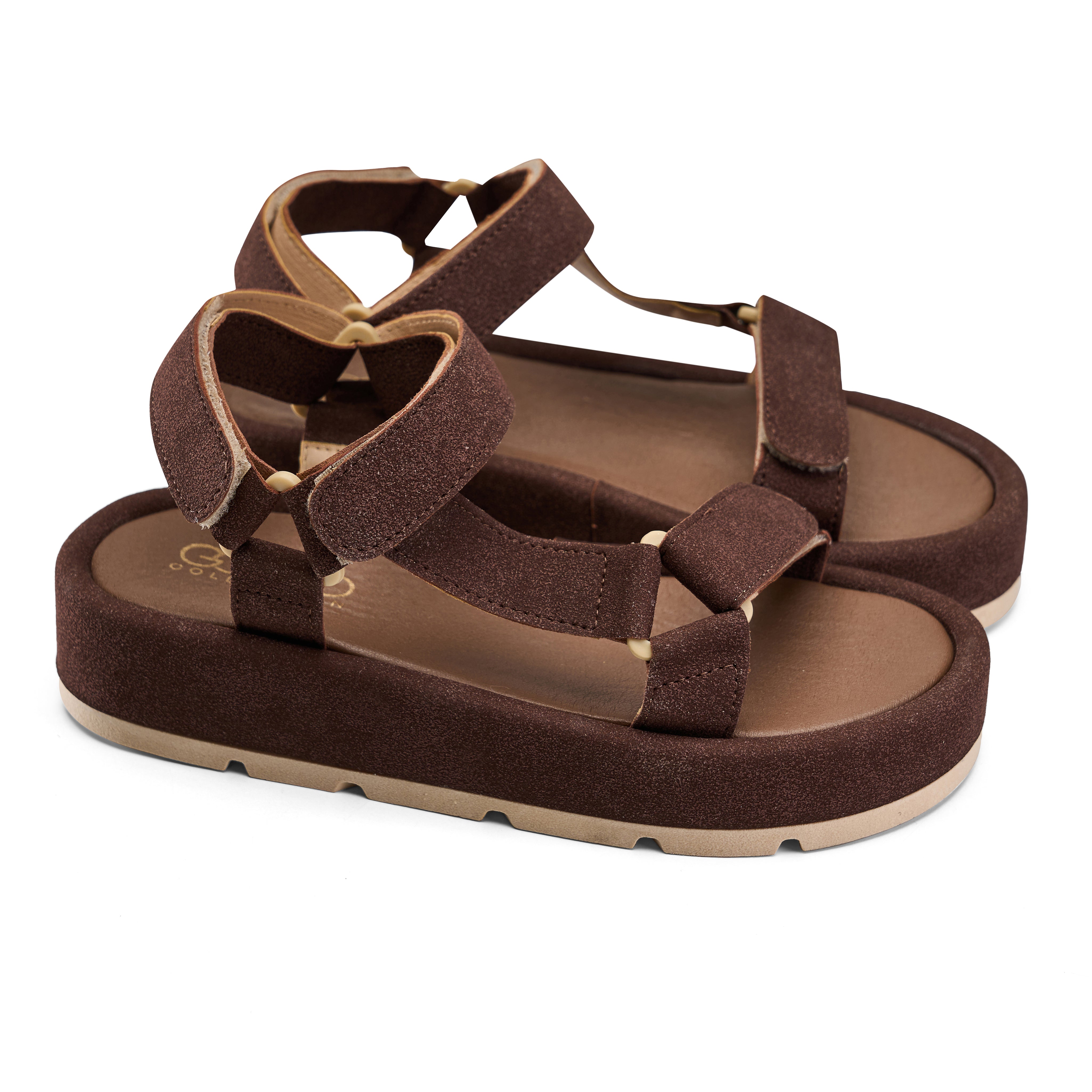 Urban Suede Flatform Sandals - Brown