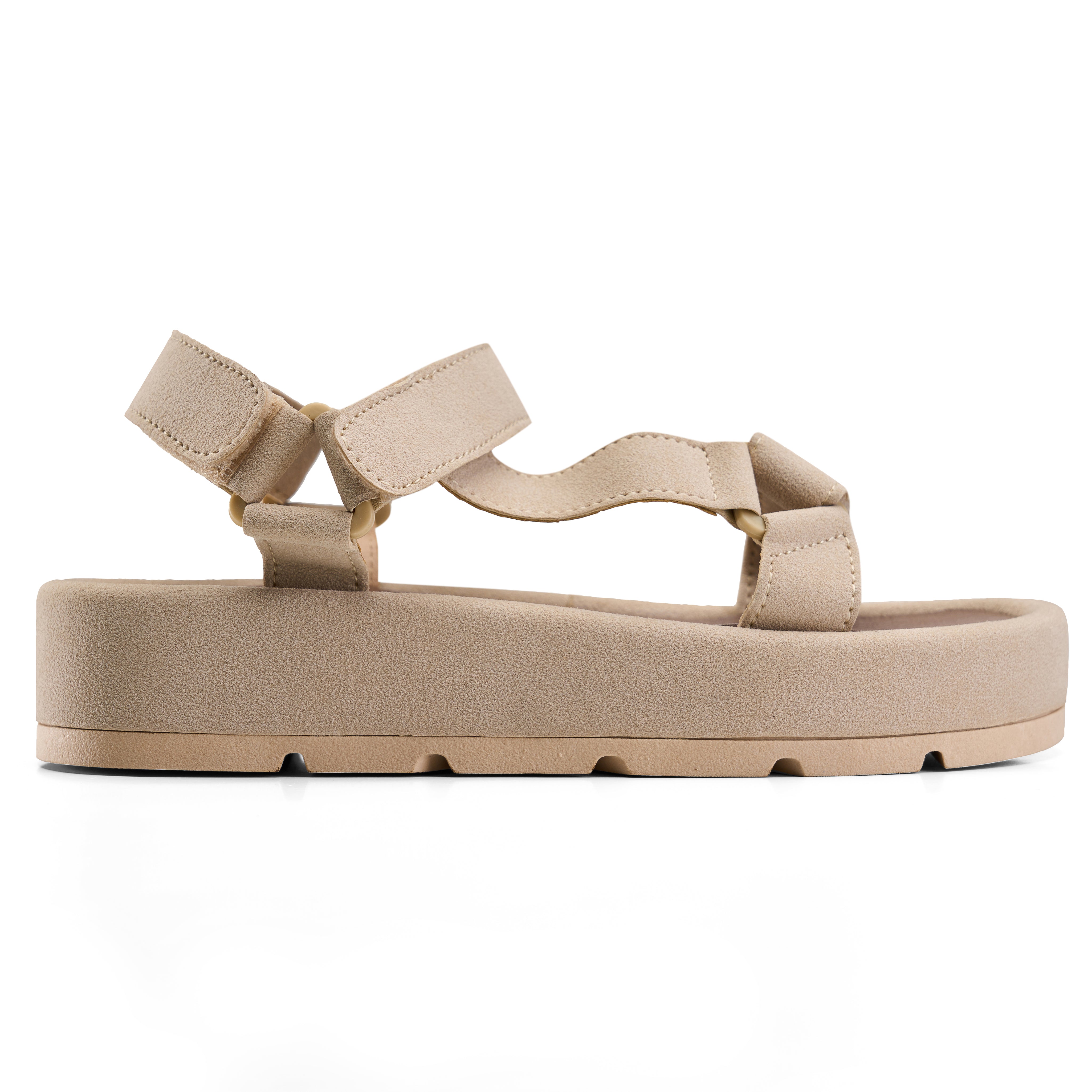 Urban Suede Flatform Sandals - Beige