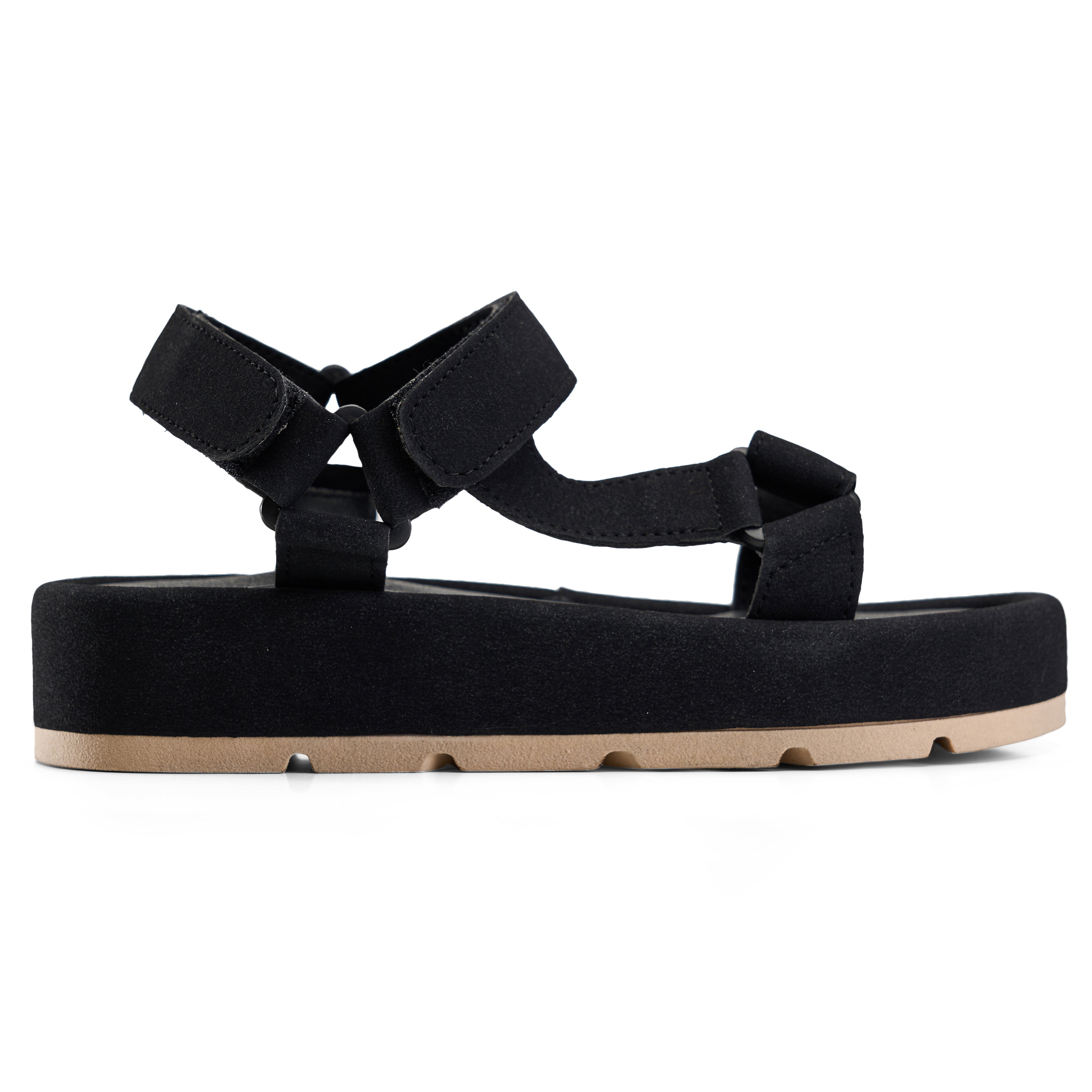 Urban Suede Flatform Sandals - Black
