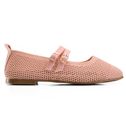 Double-Strap Knit Mary Jane Flats - Pink