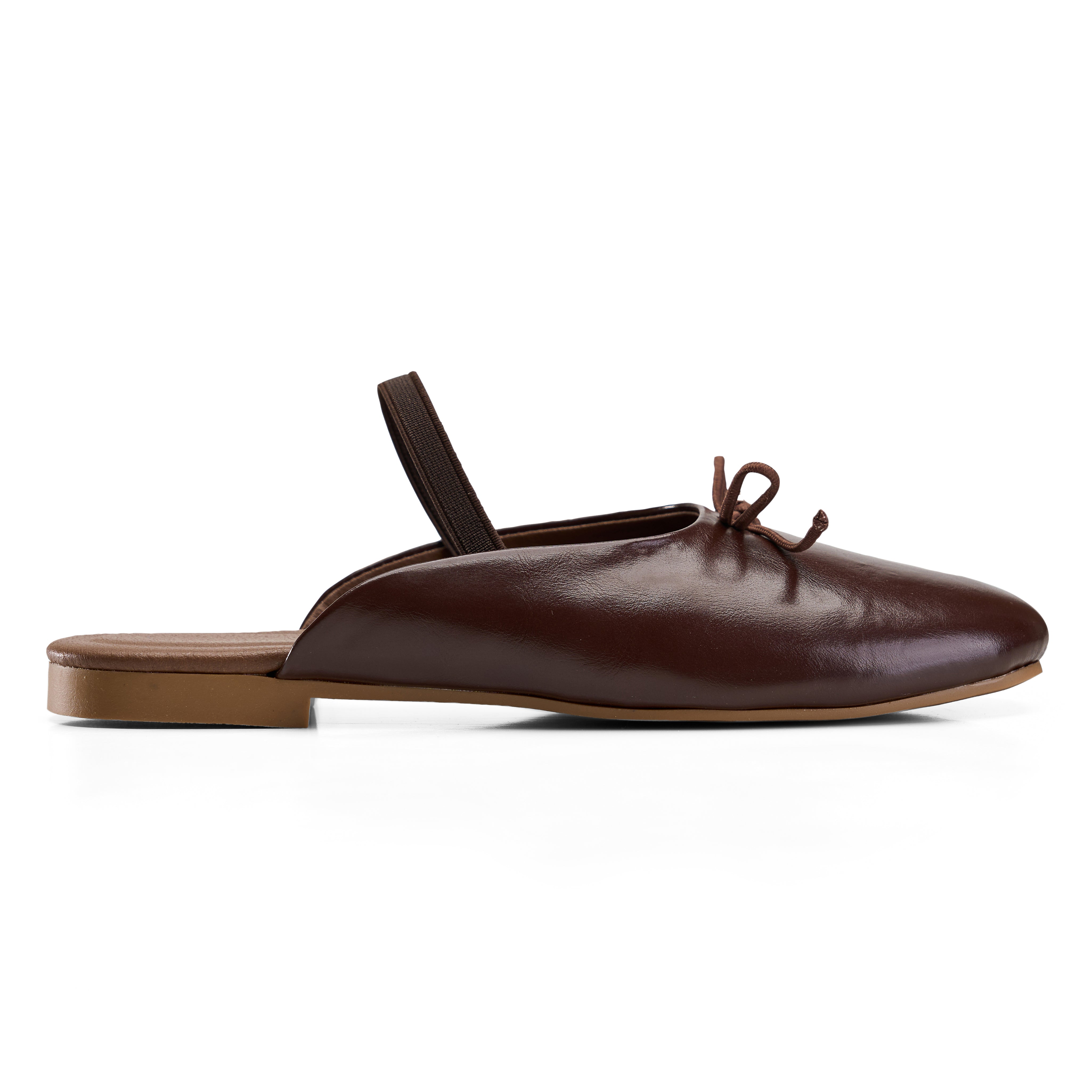 Minimalist Bow-Accent Flat Mules - Brown