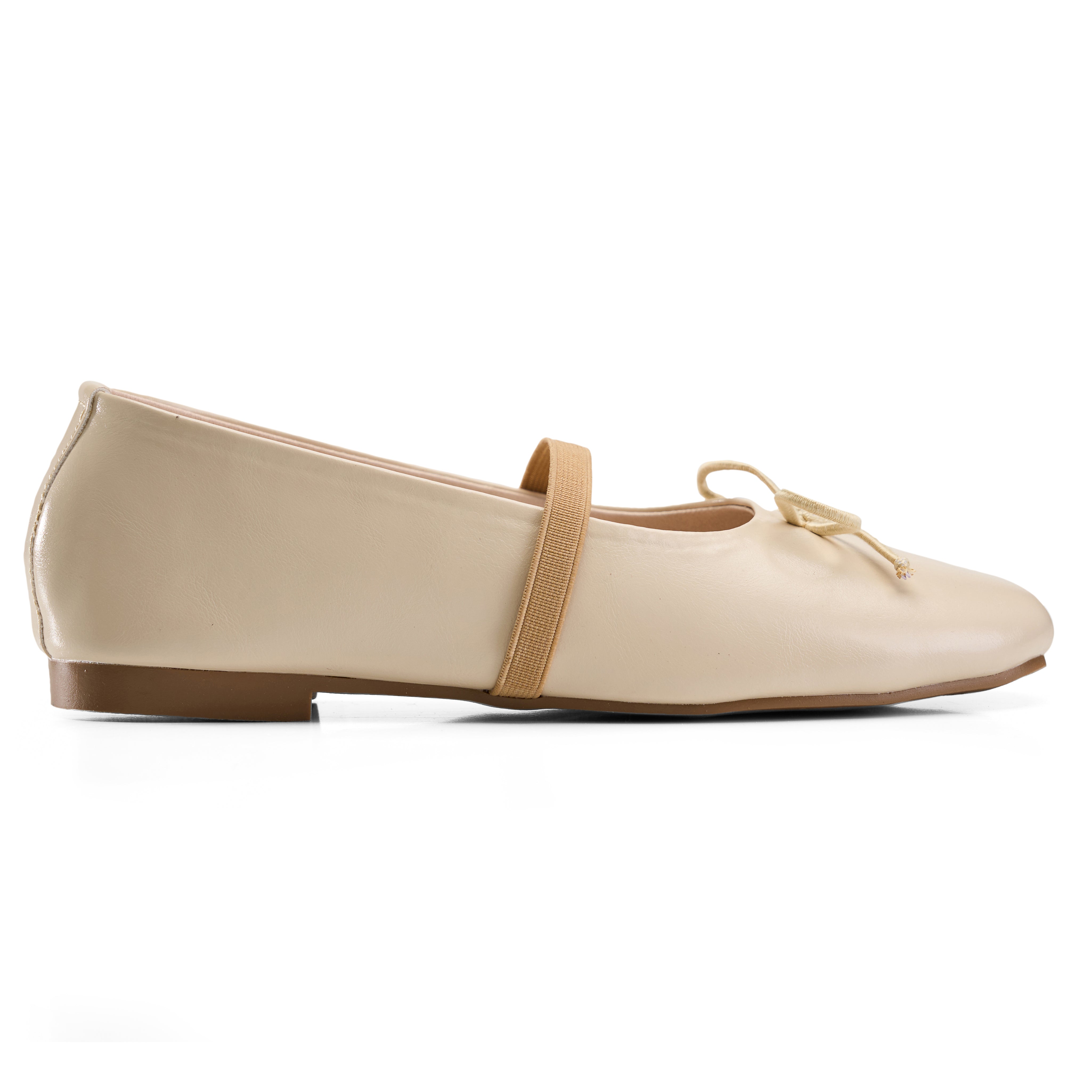 Classic Bow-Detail Ballerina Flats - Beige