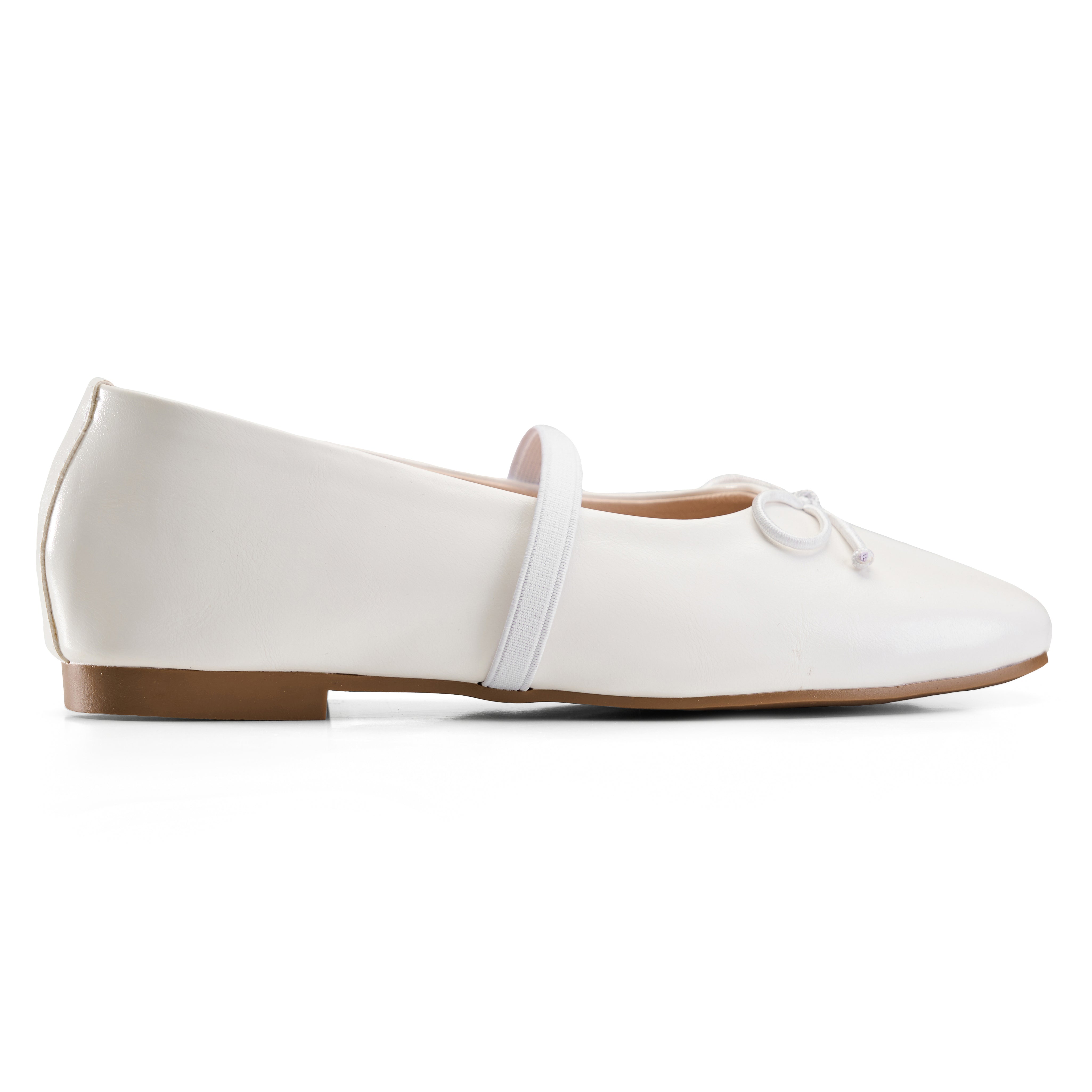 Classic Bow-Detail Ballerina Flats - White