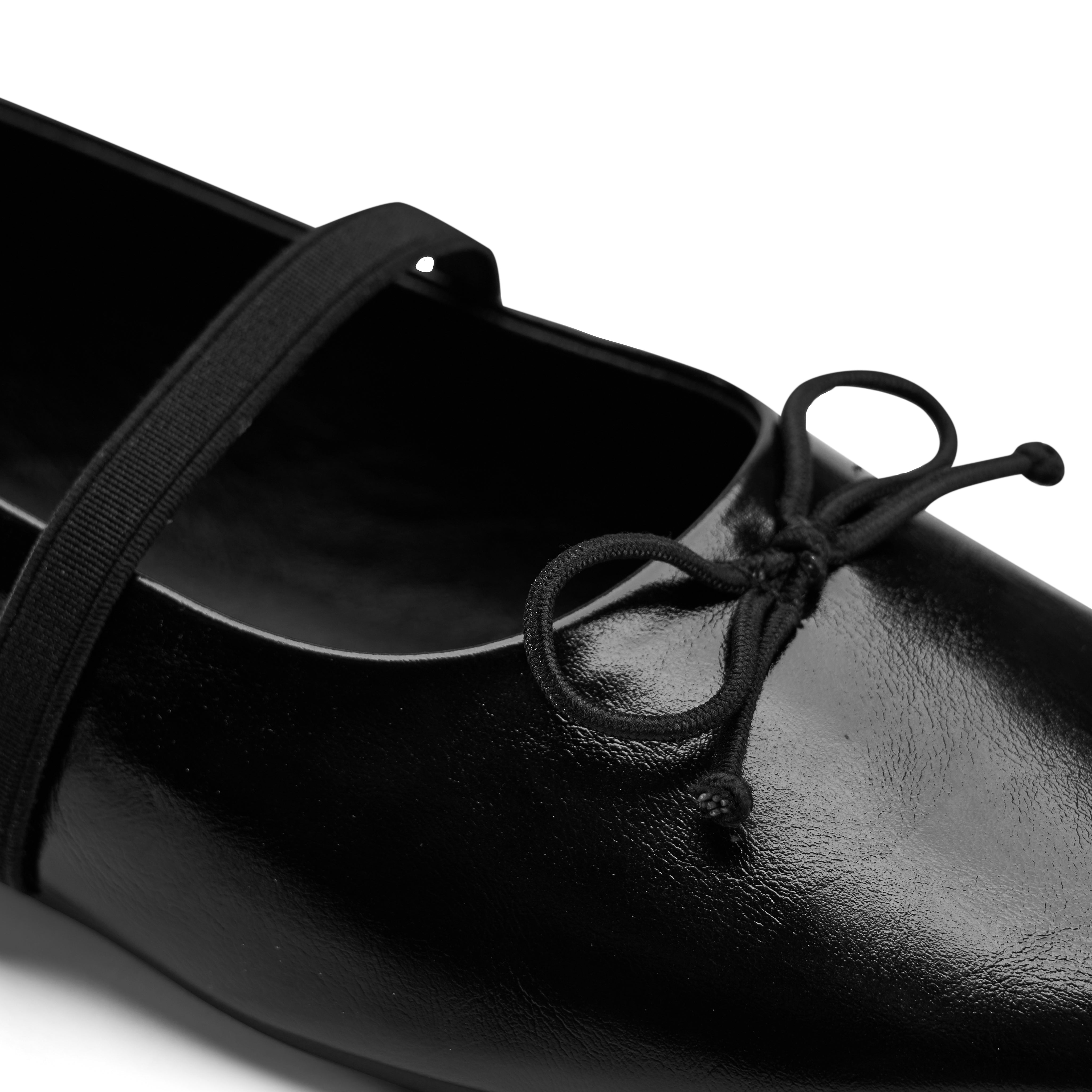 Classic Bow-Detail Ballerina Flats - Black