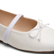 Classic Bow-Detail Ballerina Flats - White