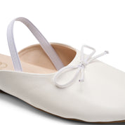 Minimalist Bow-Accent Flat Mules - White