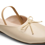 Minimalist Bow-Accent Flat Mules - Beige