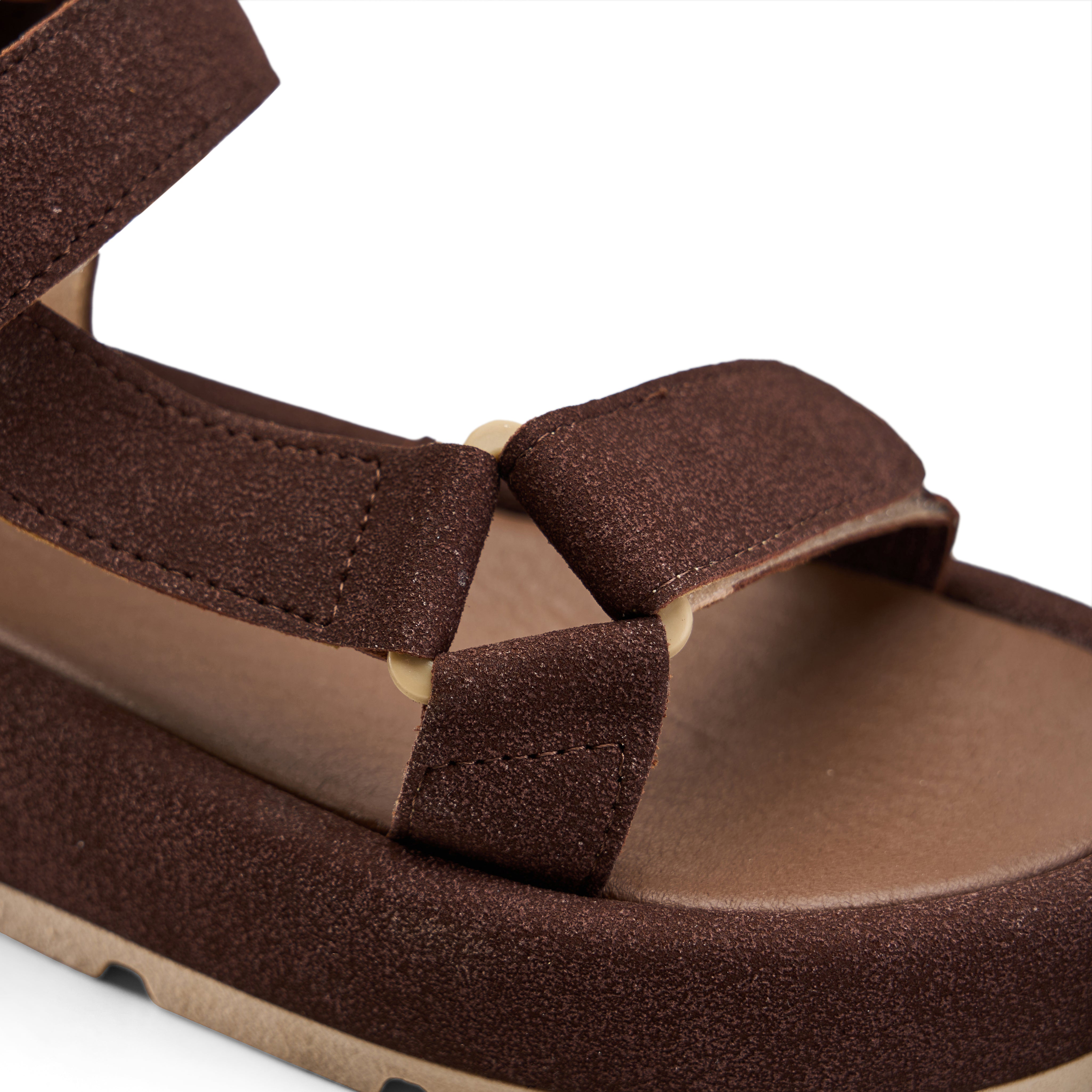 Urban Suede Flatform Sandals - Brown