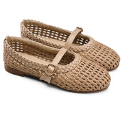 Braided Strap Ballet Flats - Cafe