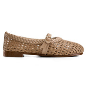 Braided Strap Ballet Flats - Cafe