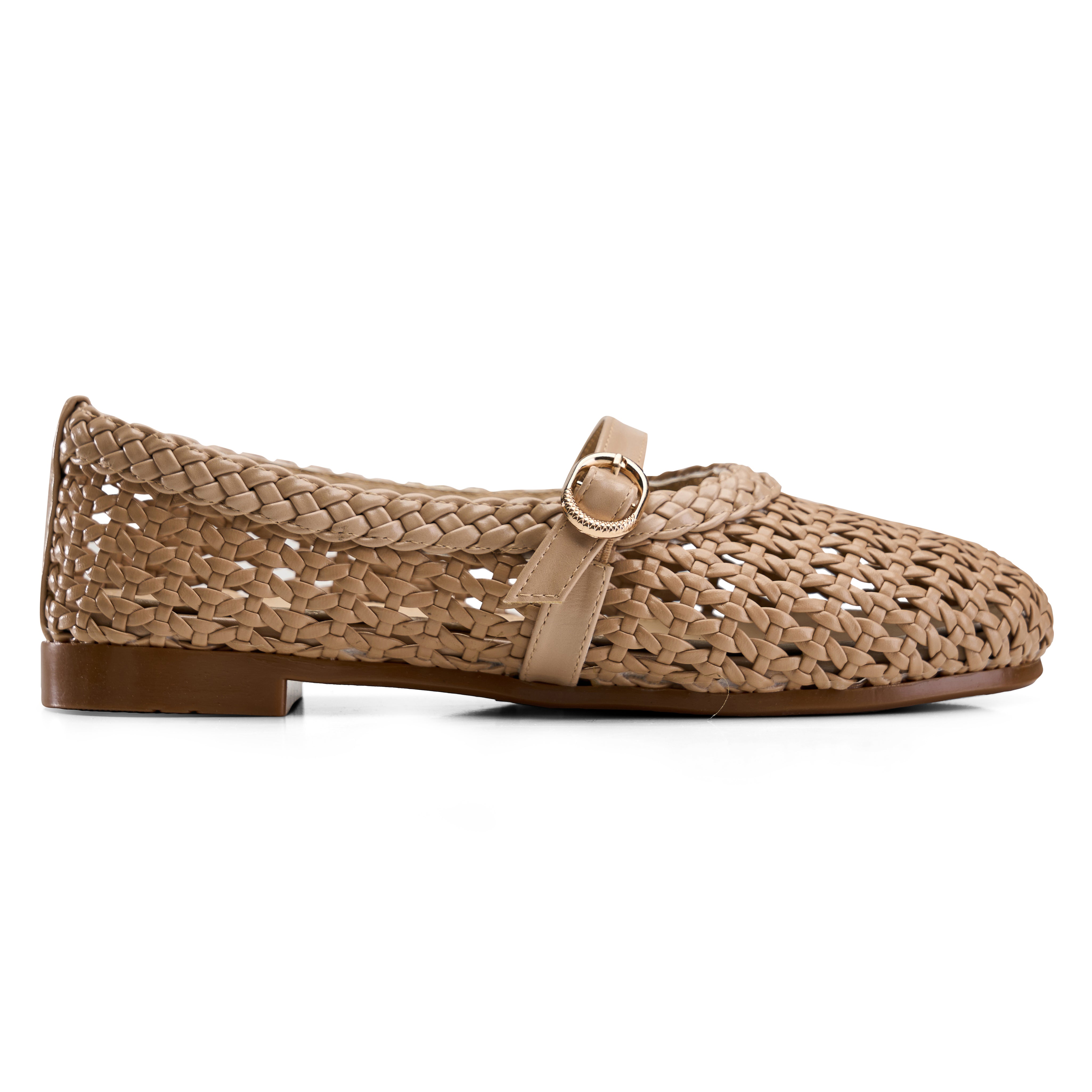 Braided Strap Ballet Flats - Cafe