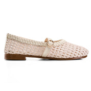 Braided Strap Ballet Flats - Beige