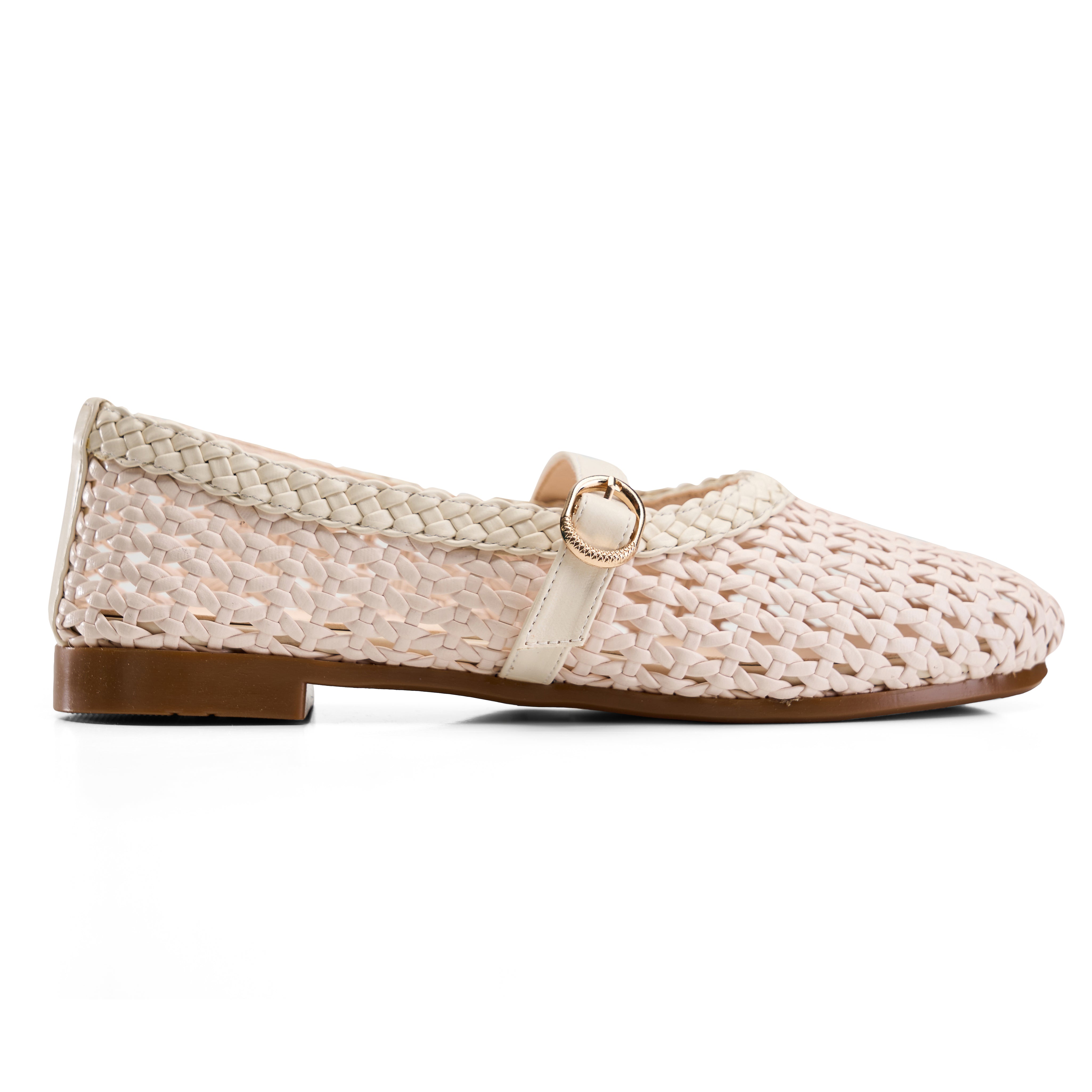 Braided Strap Ballet Flats - Beige