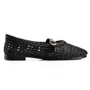 Braided Strap Ballet Flats - Black