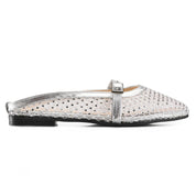 Sparkly Sheer Strap Ballerinas - Silver