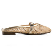 Sparkly Sheer Strap Ballerinas - Gold