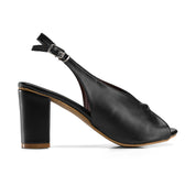 Block-Heel Peep-Toe Slingbacks - Black