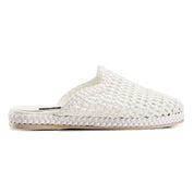Woven Braided Mule Flats - White