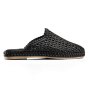 Woven Braided Mule Flats - Black