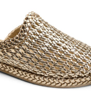 Woven Braided Mule Flats - Gold