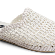 Woven Braided Mule Flats - White