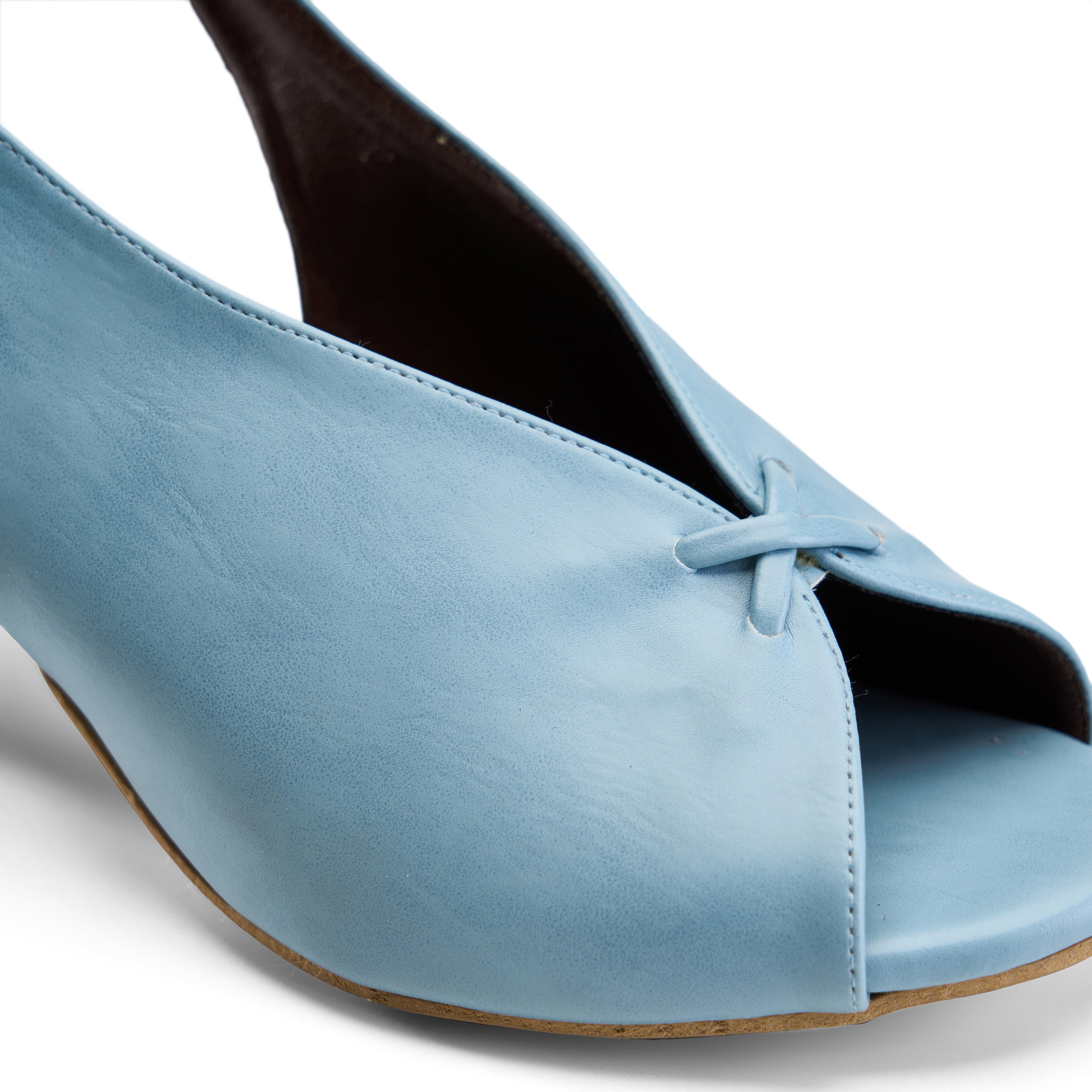 Block-Heel Peep-Toe Slingbacks - Baby Blue