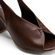 Block-Heel Peep-Toe Slingbacks - Brown