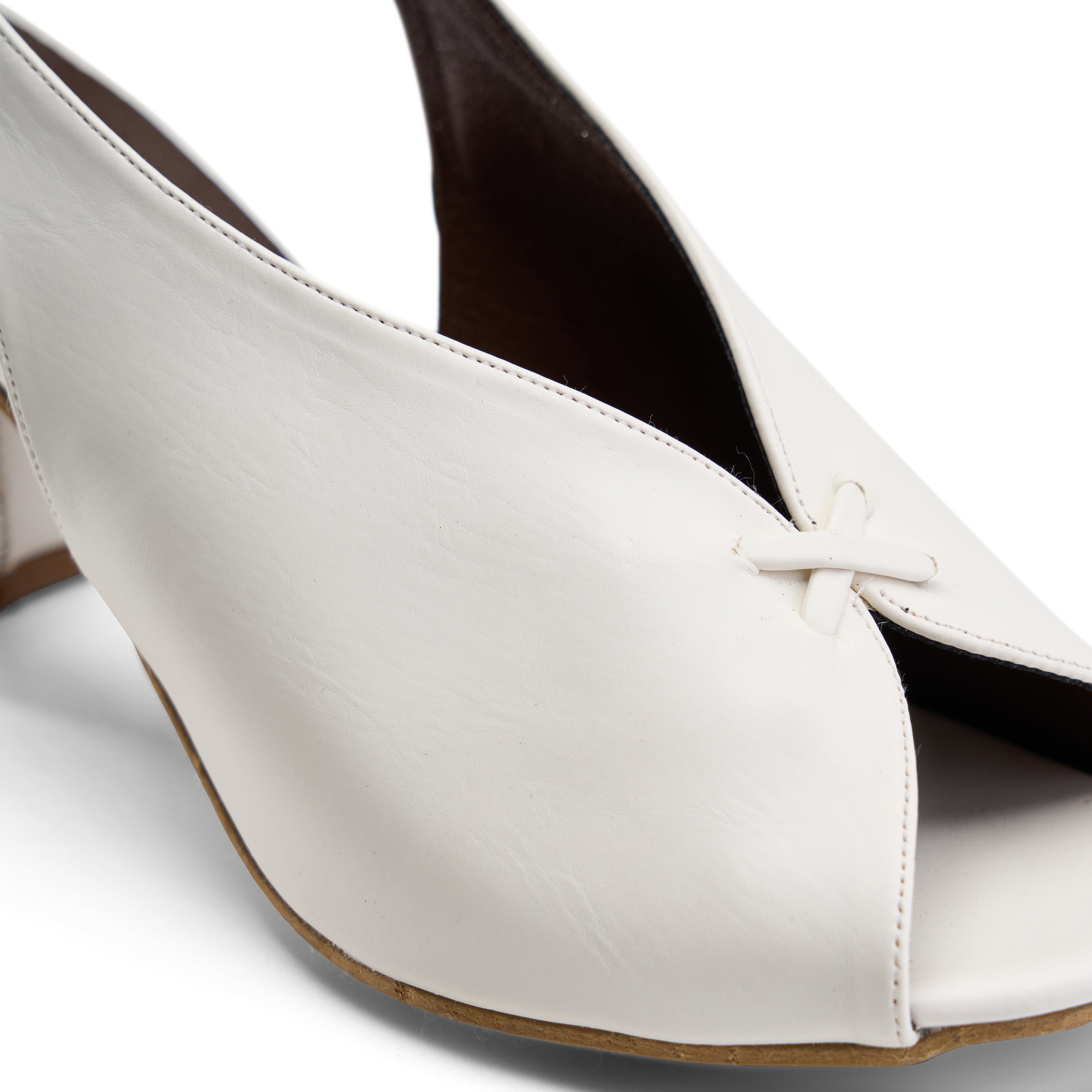 Block-Heel Peep-Toe Slingbacks - White