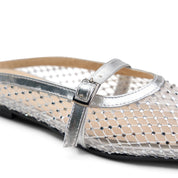 Sparkly Sheer Strap Ballerinas - Silver
