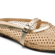 Sparkly Sheer Strap Ballerinas - Gold