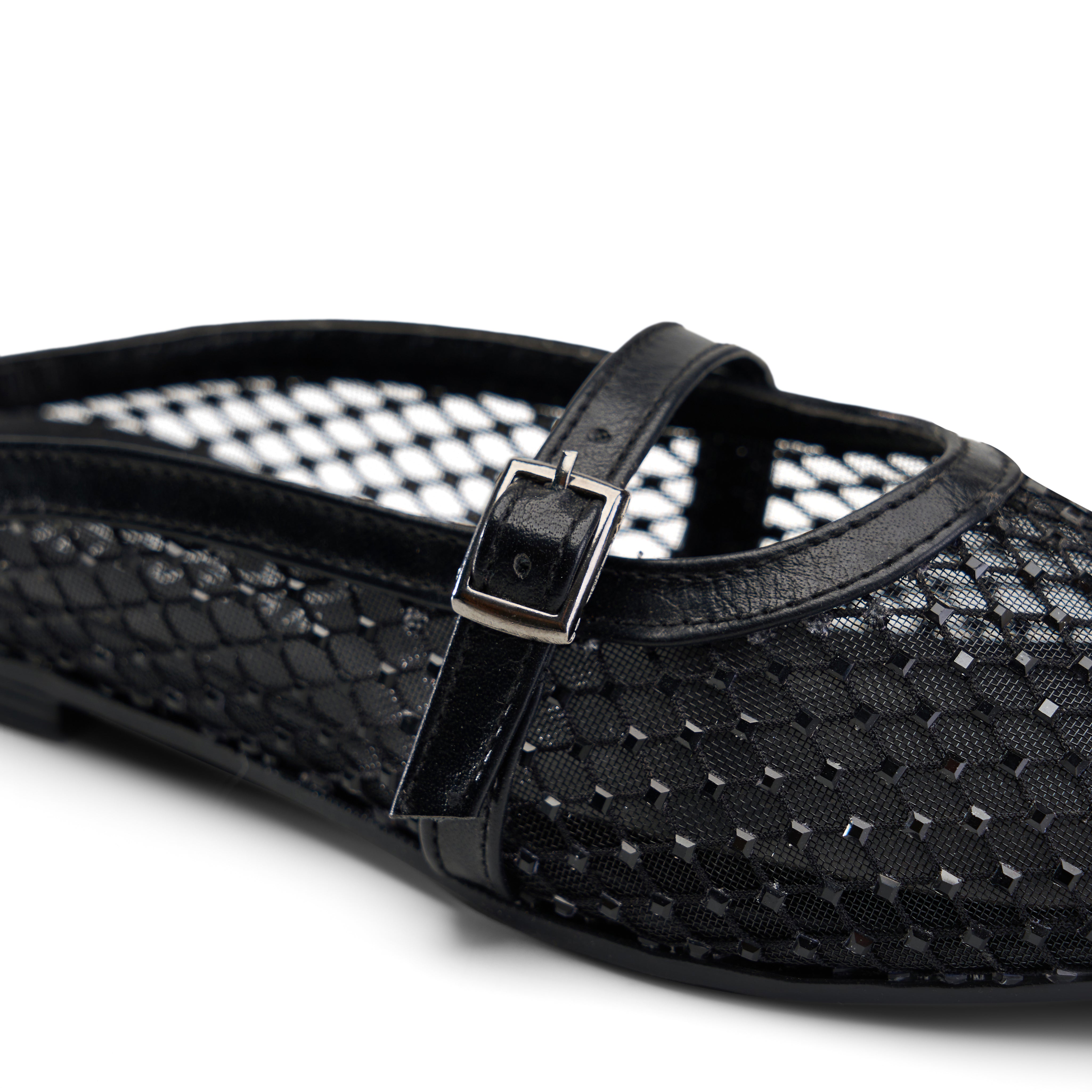 Sparkly Sheer Strap Ballerinas - Black