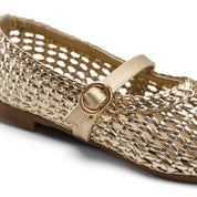 Braided Strap Ballet Flats - Gold