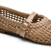 Braided Strap Ballet Flats - Cafe