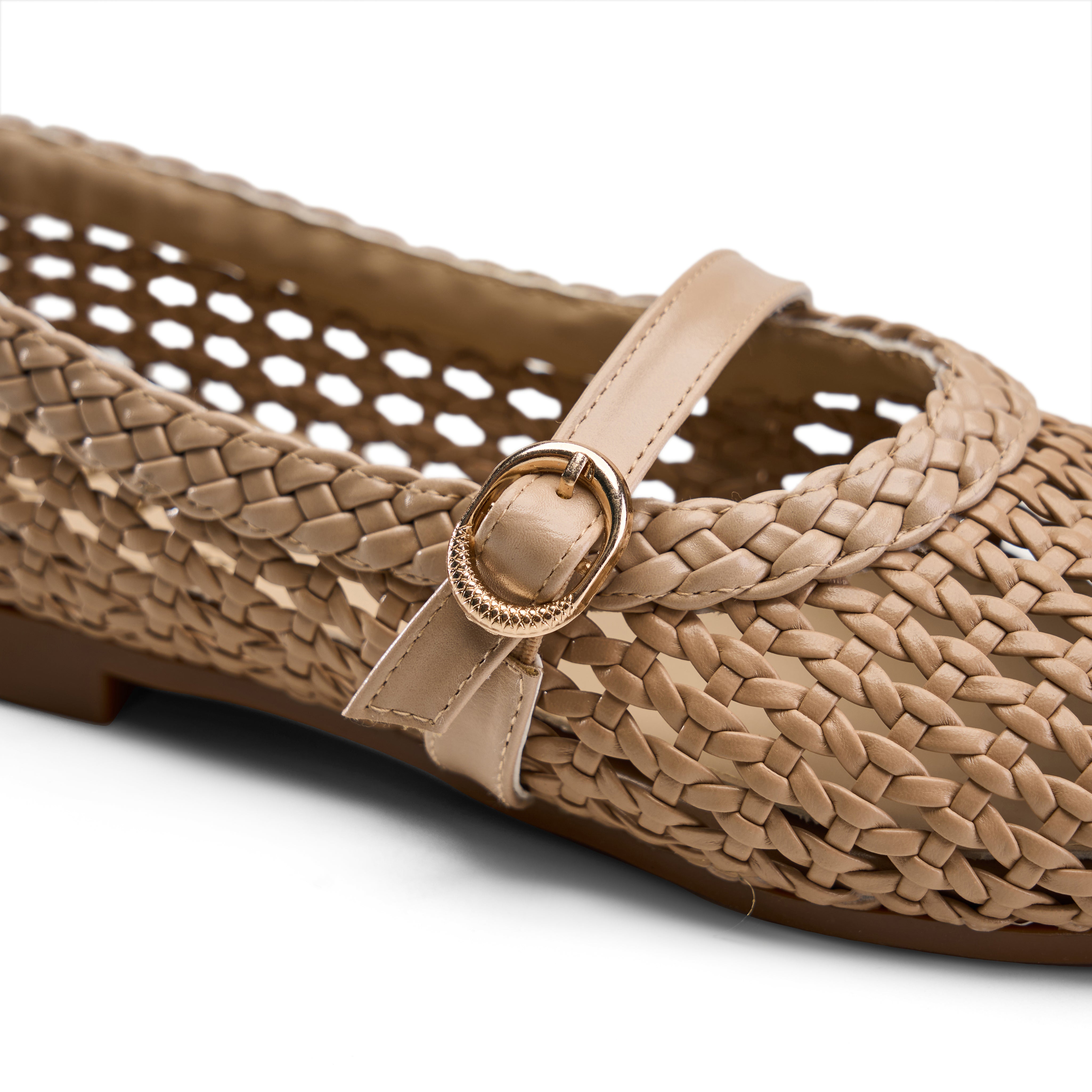 Braided Strap Ballet Flats - Cafe