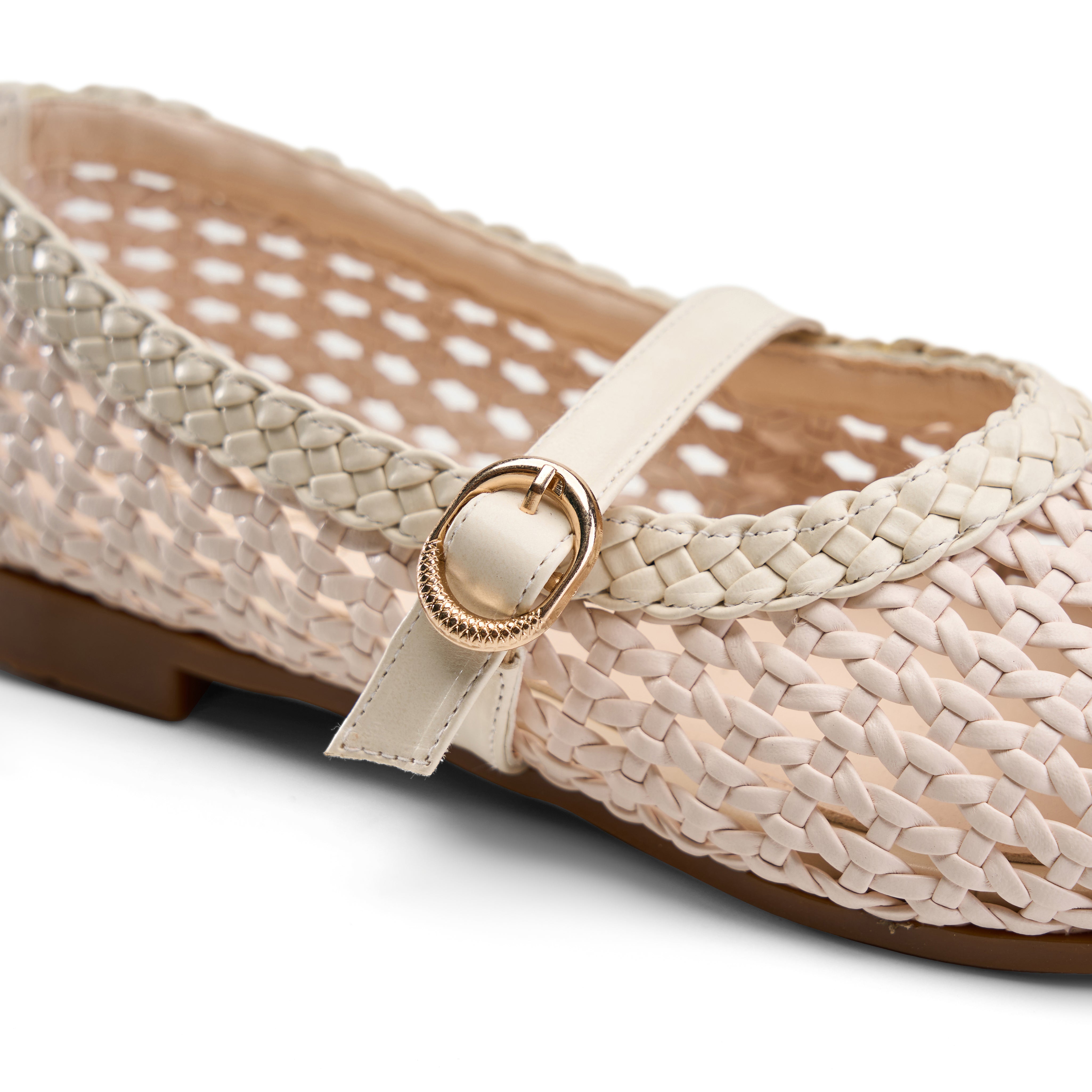 Braided Strap Ballet Flats - Beige